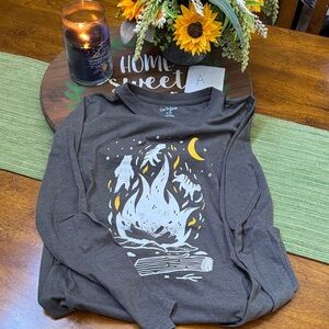 Cat & Jack Gray Long Sleeve Tee with Campfire Design